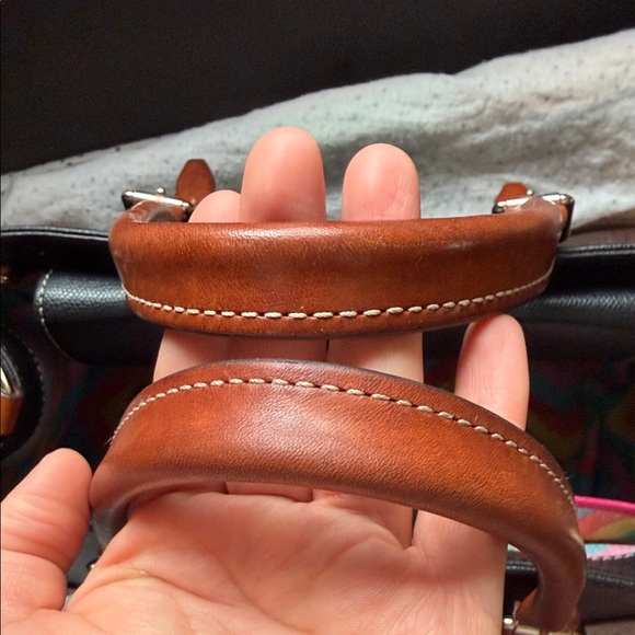 Dooney & Bourke Black and Tan Leather Satchel - Picture 11 of 11